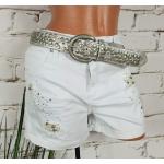 Weiße Jeans Hotpants mit Perlen aus Baumwollmischung für Damen Größe S für den für den Sommer 