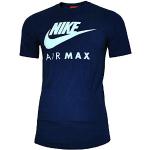 Marineblaue Kurzärmelige Nike Air Max Rundhals-Ausschnitt T-Shirts aus Baumwolle für Herren Größe S 
