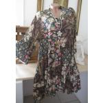 Graue Blumenmuster Oversize fashion-1 Freizeitkleider für Damen Größe S 