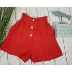 Rote High Waist Shorts aus Leinen für Damen 