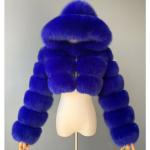 Royalblaue Kapuzenmäntel aus Kunstfell mit Kapuze für Damen 