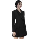 Schwarze Casual Mini Plisseekleider aus Baumwolle für Damen Größe XL für den für den Herbst 