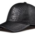 Schwarze Animal-Print Snapback-Caps aus Leder für Herren für den für den Herbst 