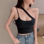 Schwarze Sexy Crop-Tops & Bauchfreie Tops aus Polyester Cropped für Damen Übergrößen für den für den Sommer 