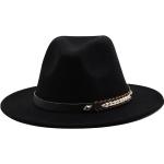 Schwarze Elegante Panamahüte mit Federn aus Wolle 58 für Damen für den für den Winter 