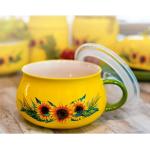 Reduzierte Gelbe Runde Suppentassen mit Blumenmotiv aus Keramik 1-teilig 