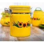 Reduzierte Gelbe Runde Kaffeedosen mit Blumenmotiv aus Keramik 1-teilig 