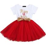 Rote Elegante Kurzärmelige Kinderskaterkleider aus Tüll für Babys für den für den Frühling 