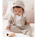 Beige Vertbaudet Kinderstrickjacken mit Kapuze aus Jersey für Babys Größe 74 