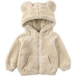 Neugeborenes Baby Mädchen Jungen Fleece Kapuzenjacke Reißverschluss Bärenmantel Warme Winter Outwearorn,A-beige, 3-4J, (Tag110)