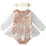 Reduzierte Weiße Bestickte Vintage Kinderbodykleider aus Spitze für Babys für den für den Herbst 