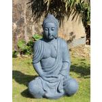 Reduzierte Anthrazitfarbene Asiatische 100 cm Buddha-Gartenfiguren aus Kunststein frostfest 
