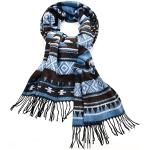 Blaue Schalmuster Ethno Neverless Strickschals aus Wolle für Damen Einheitsgröße für den für den Winter 