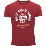 Rote Vintage Neverless T-Shirts mit Totenkopfmotiv aus Baumwolle für Herren Größe M für Festivals für den für den Sommer 