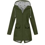 Grüne Vintage Wasserdichte Atmungsaktive Trenchcoats lang aus Softshell mit Kapuze für Damen Größe M für den für den Herbst 