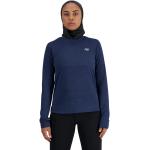 Blaue Sportliche Langärmelige New Balance Athletics T-Shirts aus Polyester für Damen Größe S 
