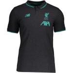 Schwarze Kurzärmelige New Balance FC Liverpool Kurzarm-Poloshirts aus Baumwolle für Herren Größe S 