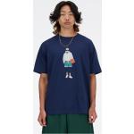 Blaue New Balance Athletics T-Shirts mit Basketball-Motiv für Herren Größe L 