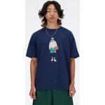 Blaue New Balance Athletics T-Shirts mit Basketball-Motiv für Herren Größe M 