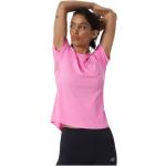 Rosa Langärmelige New Balance Impact T-Shirts aus Polyester für Damen 