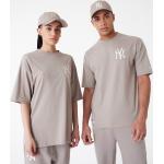 Graue Oversize New Era New York Yankees T-Shirts aus Jersey für Herren Größe L 