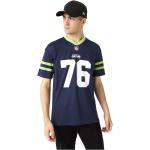 Dunkelblaue Gestreifte Oversize Kurzärmelige NFL T-Shirts aus Mesh für Herren Größe M 