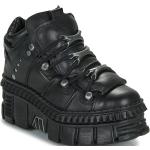 Reduzierte Schwarze Business New Rock Rock Derby Schuhe aus Leder für Damen Größe 43 mit Absatzhöhe 7cm bis 9cm 