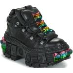 Schwarze Business New Rock Rock Derby Schuhe aus Leder für Damen Größe 43 mit Absatzhöhe 7cm bis 9cm 