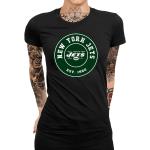 New York Jets - American Football NFL Super Bowl Damen T-Shirt, Schwarz, M, Vorne