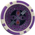Nexos Pokerchips FP32585, Wert 500, 50 Stück, Laserchips mit Metallkern, 12g, Ø 4cm, lila