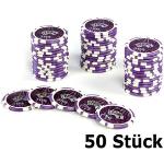 Nexos Pokerchips OCEAN-CHAMPION-CHIP, 50 Stück, Laserchips, Metallkern, 12g, Ø 4cm, lila, Wert 500