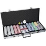 Nexos Pokerkoffer FP32509, 500 Chips, Aluminium-Koffer, 2 Decks, Dealer Button, Würfel