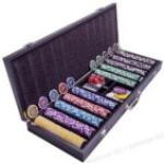 Nexos Pokerkoffer Wooden Black Edition, 500 Chips, Holz-Koffer, 2 Decks Plastikkarten, Dealer Button