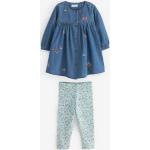 Reduzierte Blaue Bestickte Next Kinderkleider mit Leggings aus Tüll 