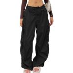 Schwarze Vintage Atmungsaktive Baggy-Pants & Baggy-Hosen mit Reißverschluss für Damen Größe M für den für den Sommer 