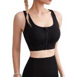 NEYOL Woman’s Sports Bra Without Underwire,Strong Support,Comfortable, Skin Friendly,Cross Back Bra for Fitness,Yoga, Running,Jogging (as3, Alpha, x_l, Regular, Regular, Black with Zip Front)