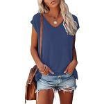 Blaue Casual Kurzärmelige U-Ausschnitt T-Shirts für Damen Größe XL für den für den Sommer 