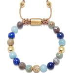 Blaue Boho Nialaya Edelstein Armbänder aus Gold 18 Karat mit Aquamarin handgemacht für Damen 