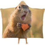 Bunte Decken mit Kapuze mit Eichhörnchenmotiv aus Fleece 150x200 