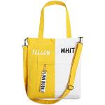 Gelbe Damenschultertaschen & Damenshoulderbags mit Reißverschluss aus Canvas für Partys 