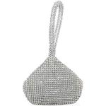 Silberne Damenschultertaschen & Damenshoulderbags mit Reißverschluss aus Kunstleder für Partys 