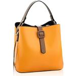 Gelbe Kleine Handtaschen mit Reißverschluss aus Glattleder mit Handyfach für Damen 