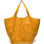 Gelbe Lederhandtaschen aus Glattleder klappbar für Damen 