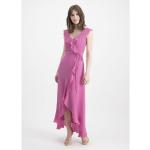 Lila Unifarbene Ärmellose Nicowa Maxi V-Ausschnitt Lange Abendkleider aus Polyester für Damen Größe XS 