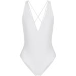 Reduzierte Weiße Unifarbene Nicowa V-Ausschnitt Damenbadeanzüge aus Kunstfaser Größe L 