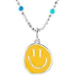 Silberne Emoji Smiley Silberketten mit Namen glänzend aus Silber für Damen 