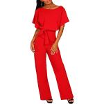 Rote Unifarbene Elegante Lange Overalls mit Meer-Motiv aus Spitze für Damen Größe S für Partys für den für den Sommer 