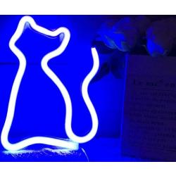 Niedliches Neonlicht, LED-Neon-Katzenlicht, Festzeltschilder/Wanddekoration für Weihnachten, Kinderzimmer, Wohnzimmer, Hochzeitsfeier-Dekoration (Blau)