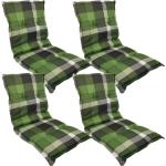 Grüne Karo Sesselauflagen Niedriglehner aus Kunststoff 4-teilig 