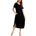 Reduzierte Schwarze Kurzärmelige Damennachthemden Größe XL Große Größen für den für den Sommer 
